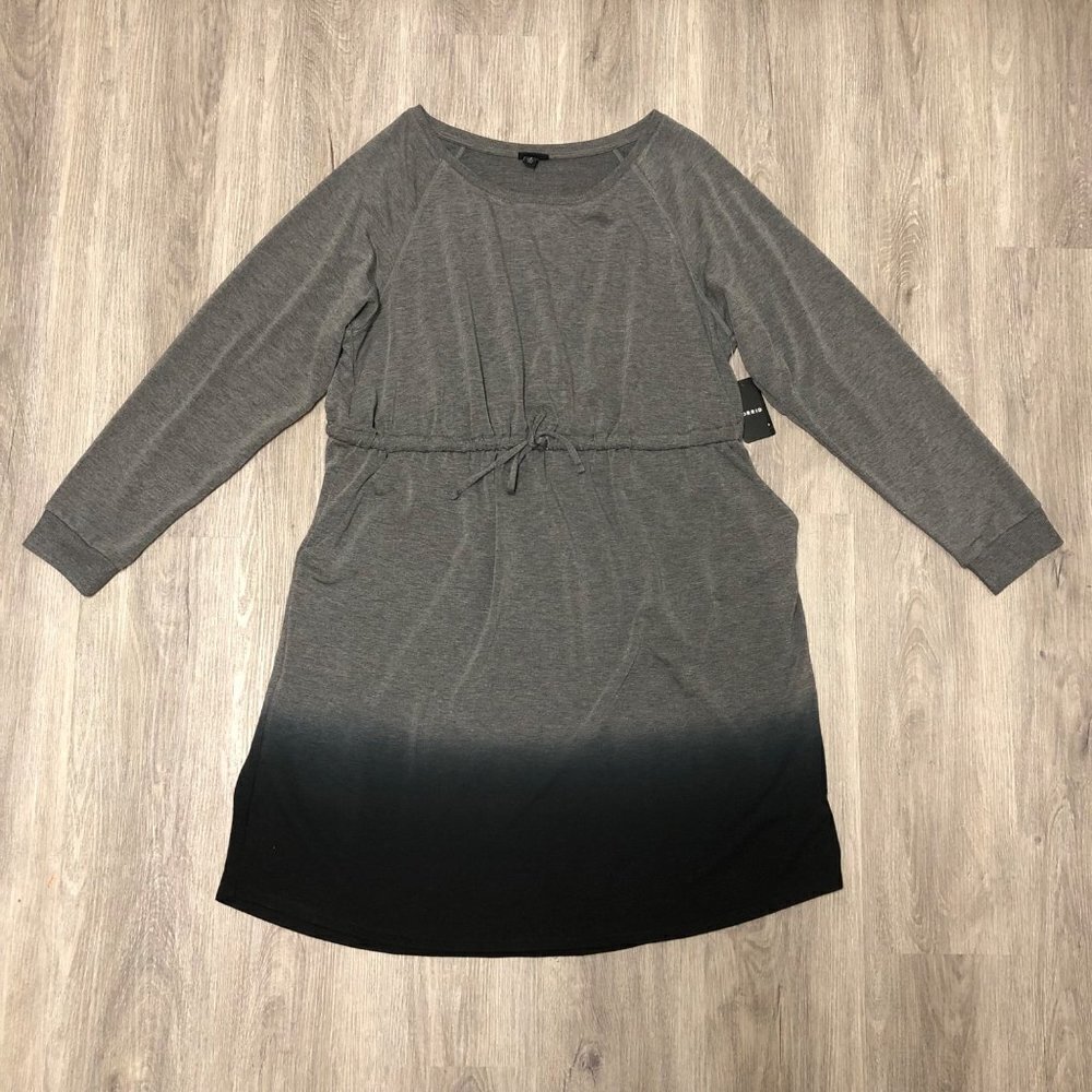 NWT Torrid Size 2 Off-Shoulder Skater Dress French Terry Heather Grey Dip Dye - Picture 6 of 16